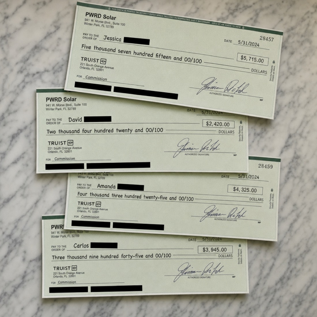 Multiple commission checks