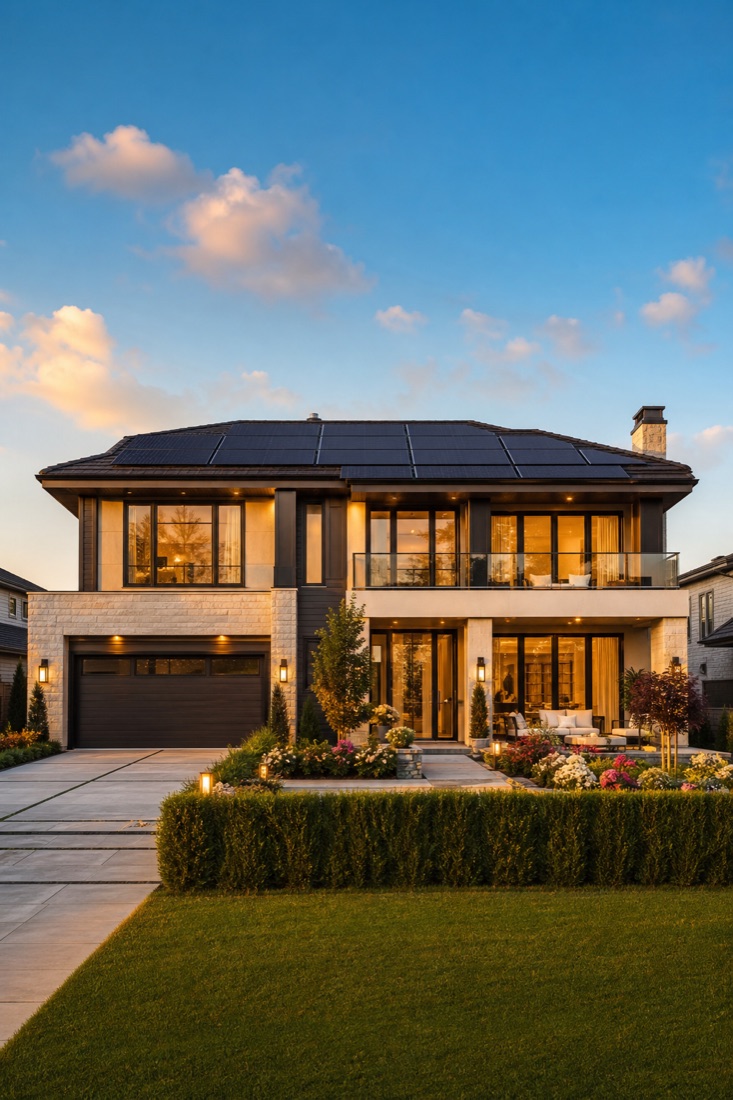 Luxury home with solar panels